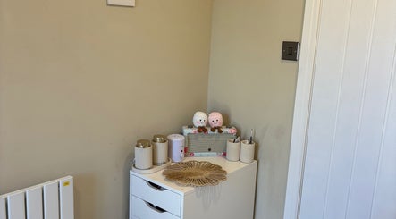 Cozy corner decor at Charlotte Marie Nails And Beauty, Heysham, England, GB with plush toys and beauty essentials.