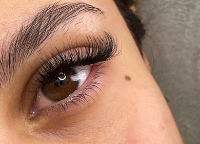 Close-up of eyelash extensions at A Touch Of B, Cape Town, Western Cape, ZA, showcasing detail and precision.