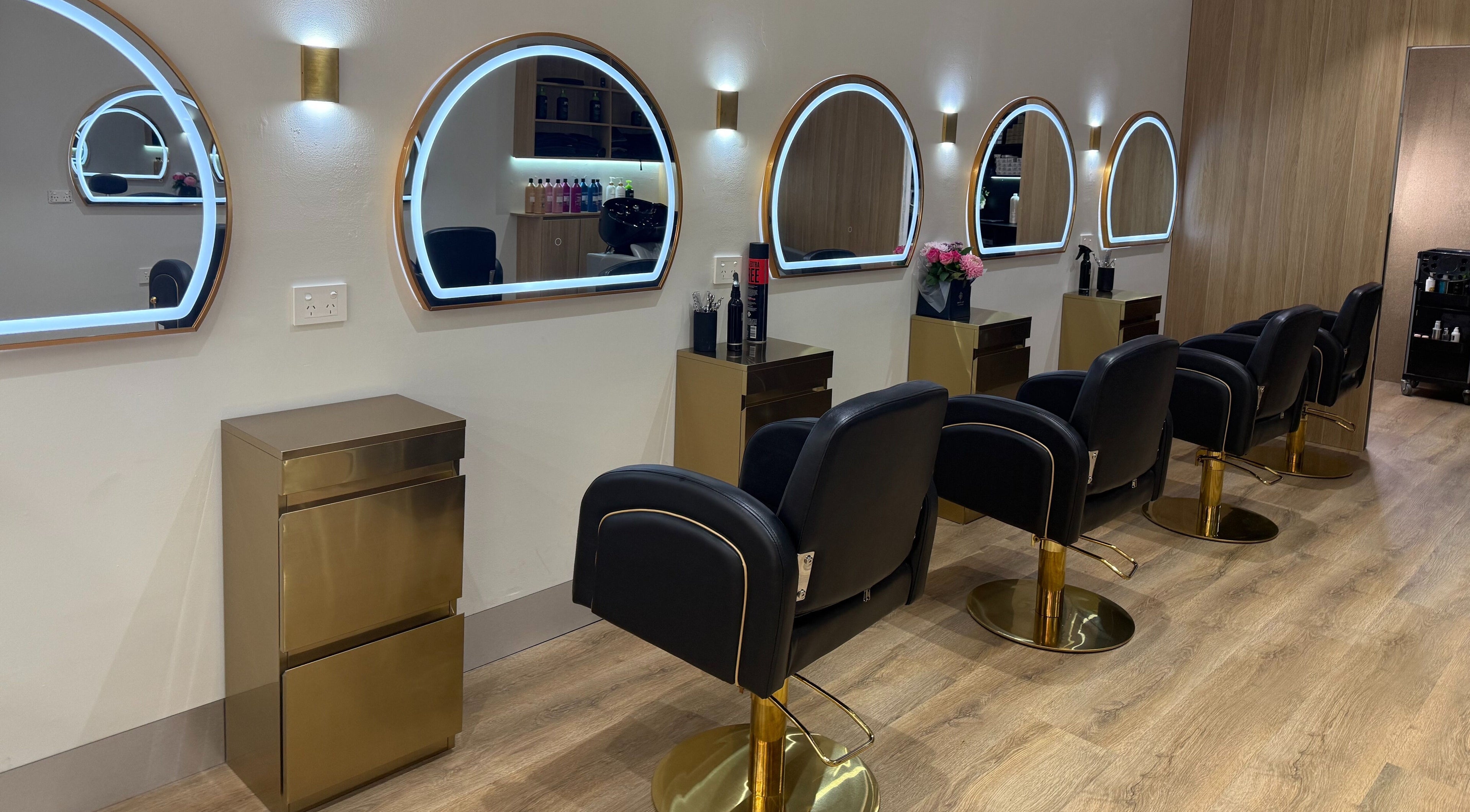 Styling chairs and mirrors at Me and You Hair Salon, Corrimal, New South Wales, AU.