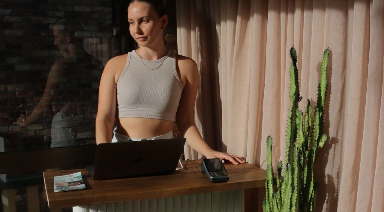 Natural light at OBsessed Lashes | Tia Wright, Varsity Lakes, Queensland, AU, featuring a modern workspace and cactus.