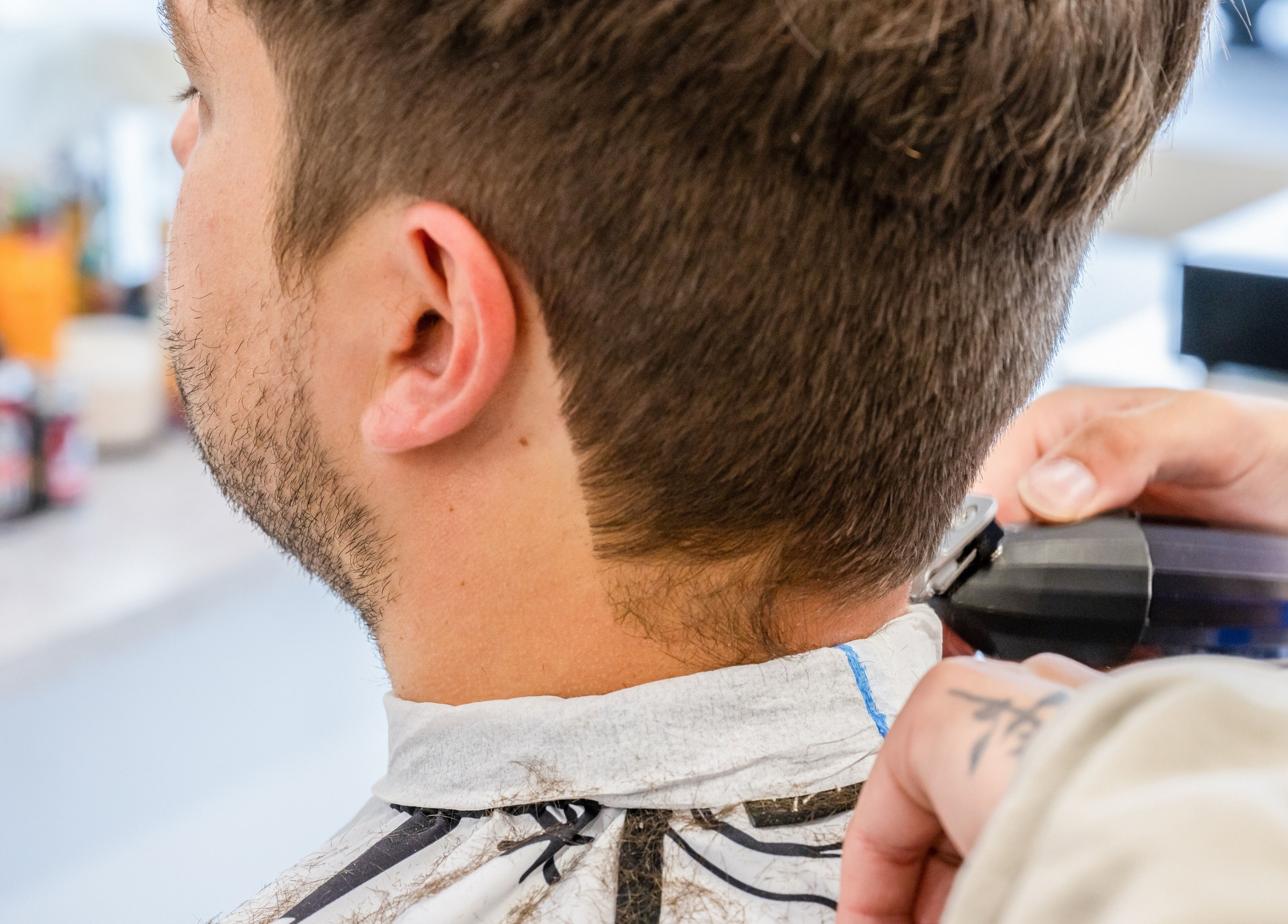 Haircut in progress at Ocean Grove Barbershop, Ocean Grove, VIC, AU.