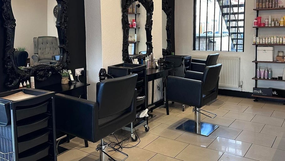 Elegant styling stations at Ivor Hairdressing in Stoke-on-Trent, England, GB, showcasing luxury beauty care.