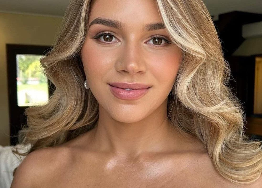 Close-up of a woman's glowing makeup at BROWBASE, Melbourne, Victoria, AU.