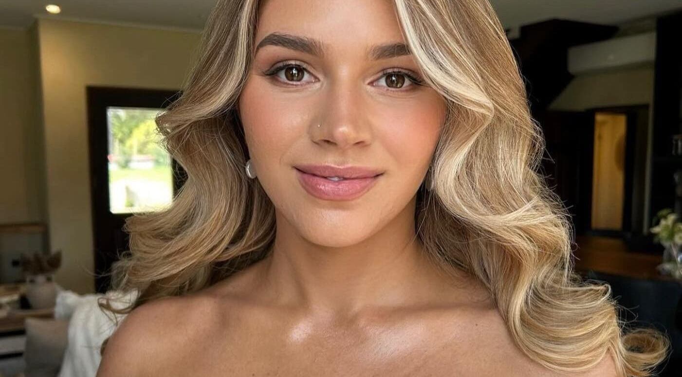 Close-up of a woman's glowing makeup at BROWBASE, Melbourne, Victoria, AU.