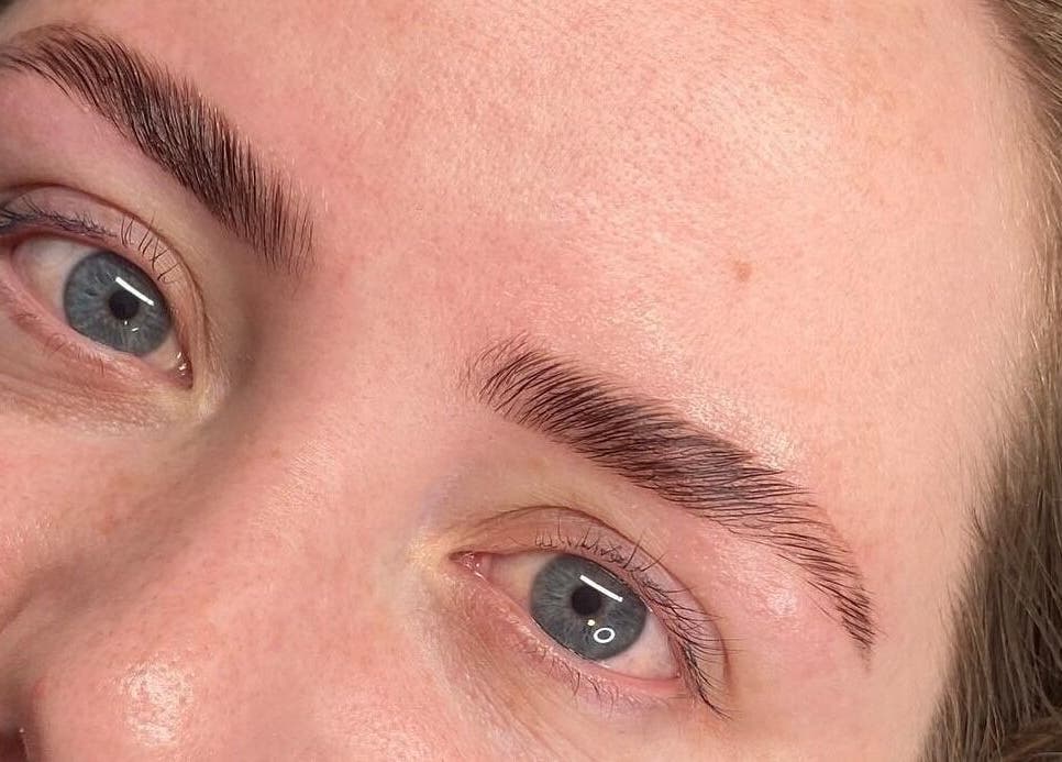 Close-up of expertly groomed brows at BROWBASE, Melbourne, Victoria, AU showcasing brow styling.