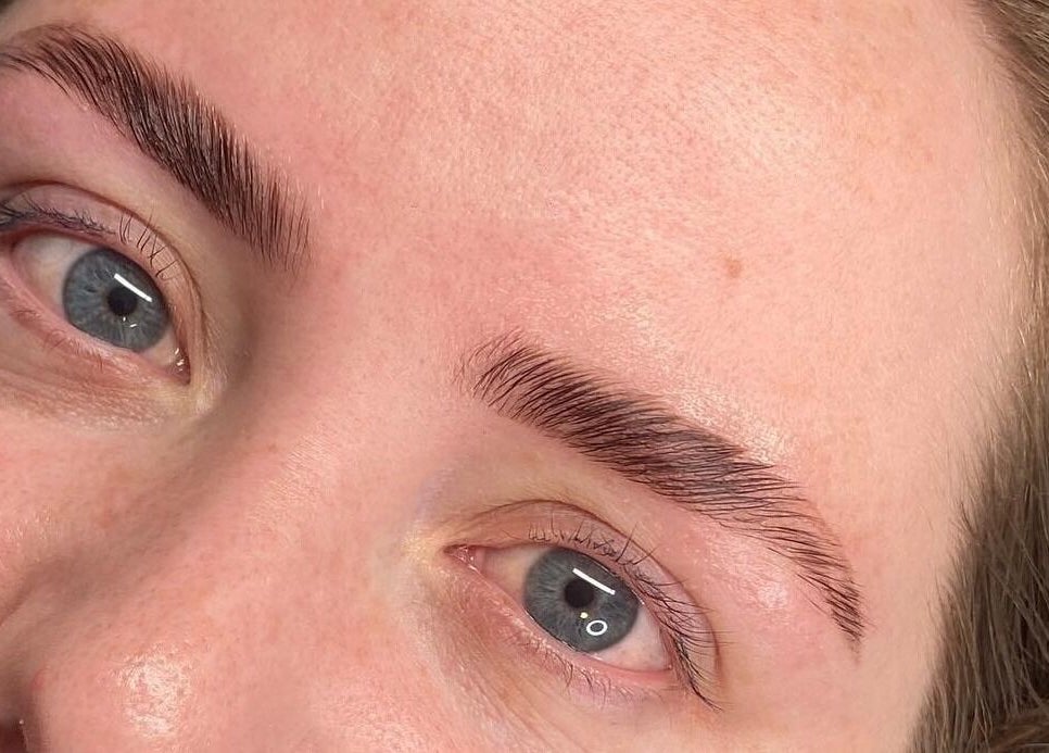 Close-up of expertly groomed brows at BROWBASE, Melbourne, Victoria, AU showcasing brow styling.