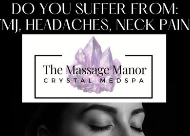 The Massage Manor Crystal Med Spa logo; soothing therapy in Windsor, Ontario, CA for TMJ, headaches, neck pain.
