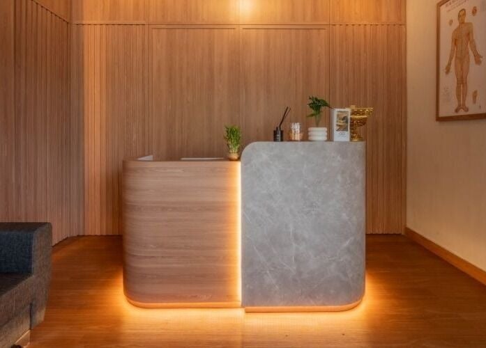 Elegant reception at Acupuncture Bali, Nusa Dua, featuring warm lighting and modern design in Bali, Bali, ID.