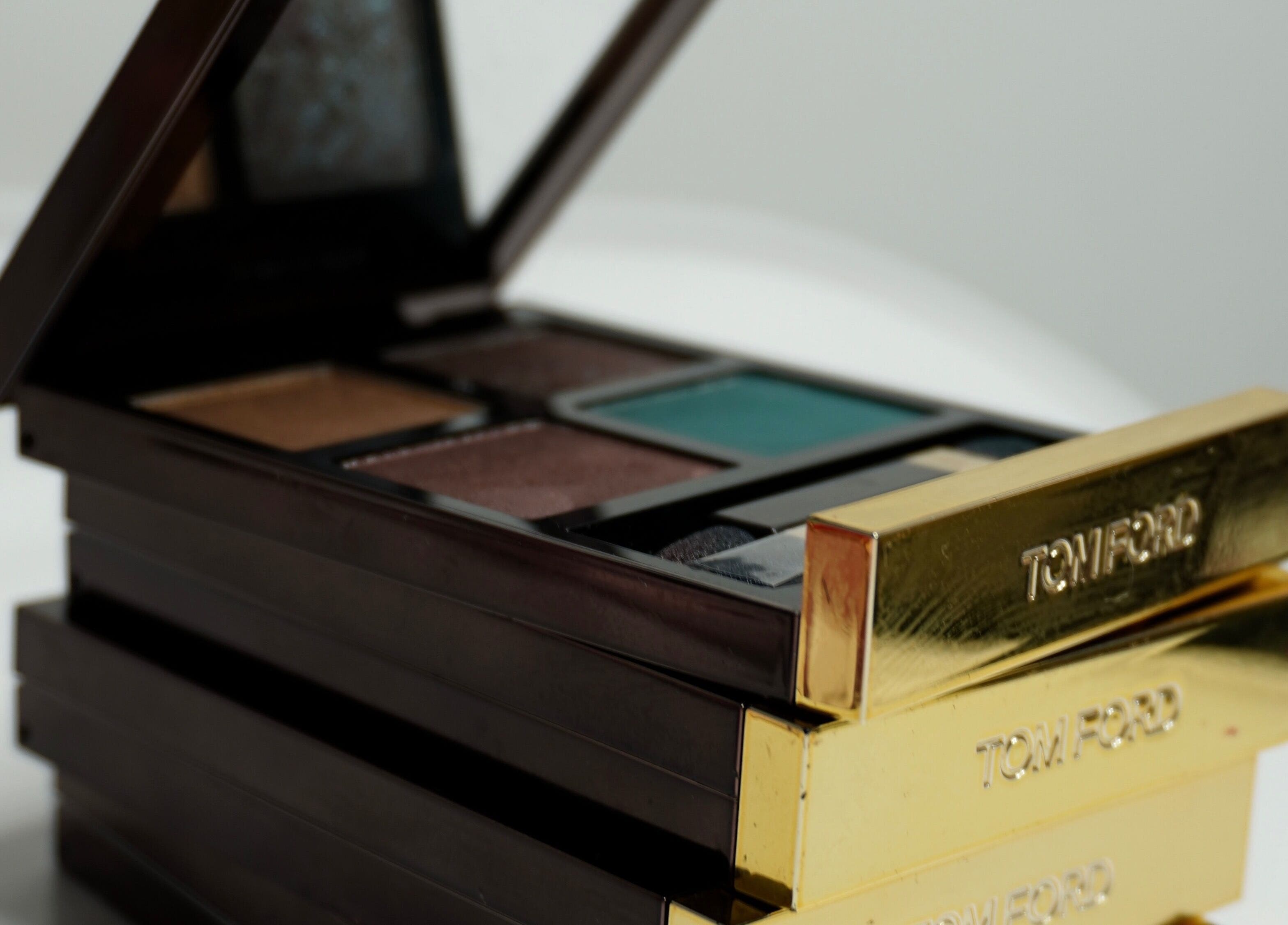 Luxury makeup palette at Touch, Royal Tunbridge Wells, England, GB: vibrant colors, elegant display.