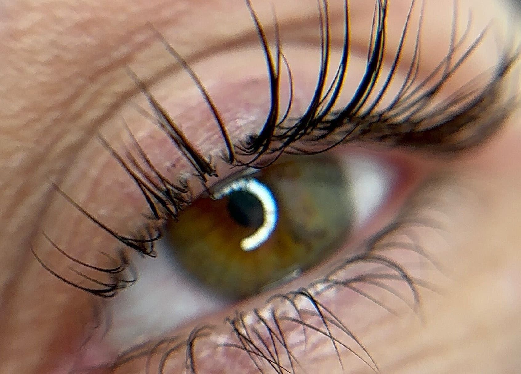 Close-up of long eyelashes at Touch, Royal Tunbridge Wells, England, enhancing natural beauty.