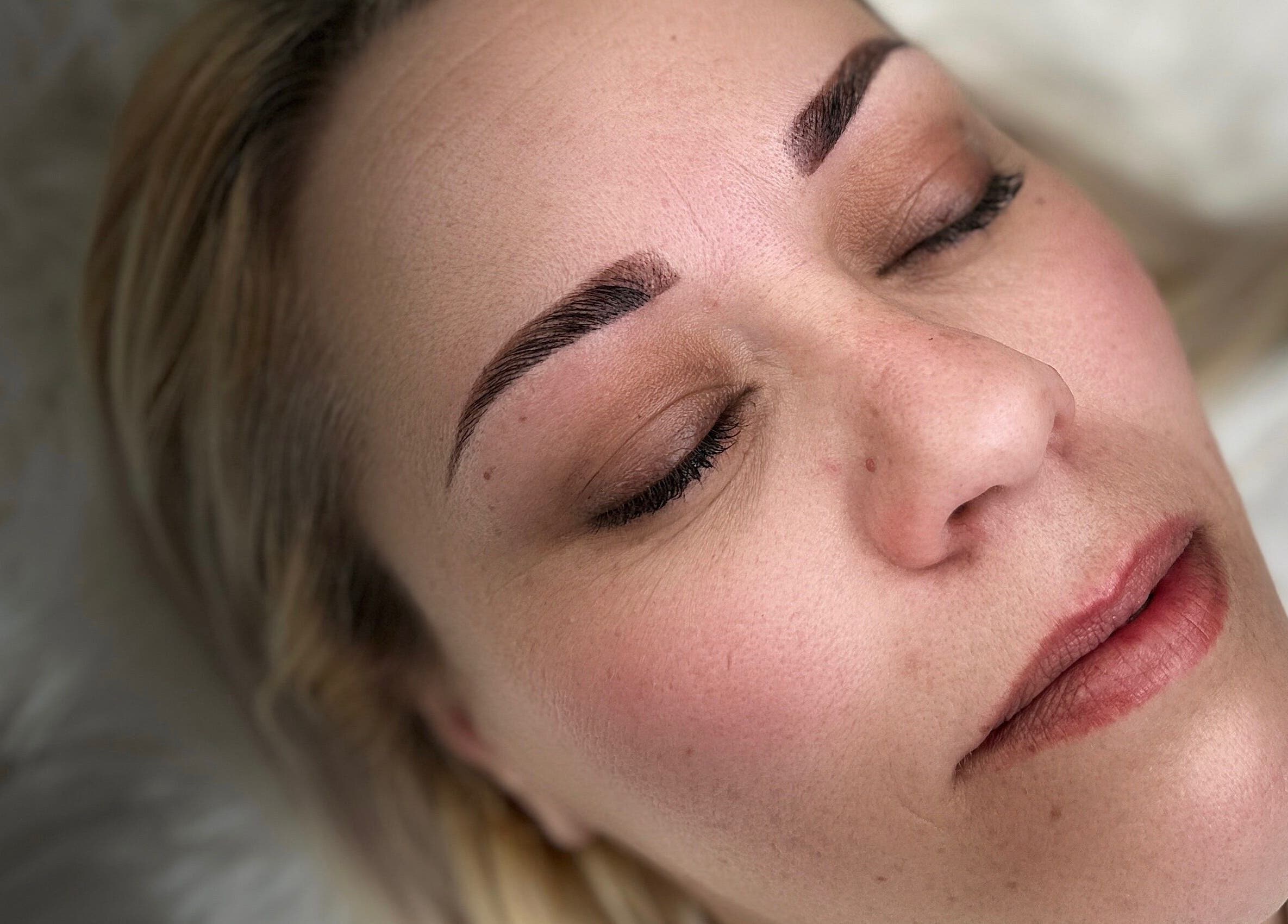 Woman with freshly styled eyebrows at Valley of the Dollz, Kawerau, Bay Of Plenty, NZ.