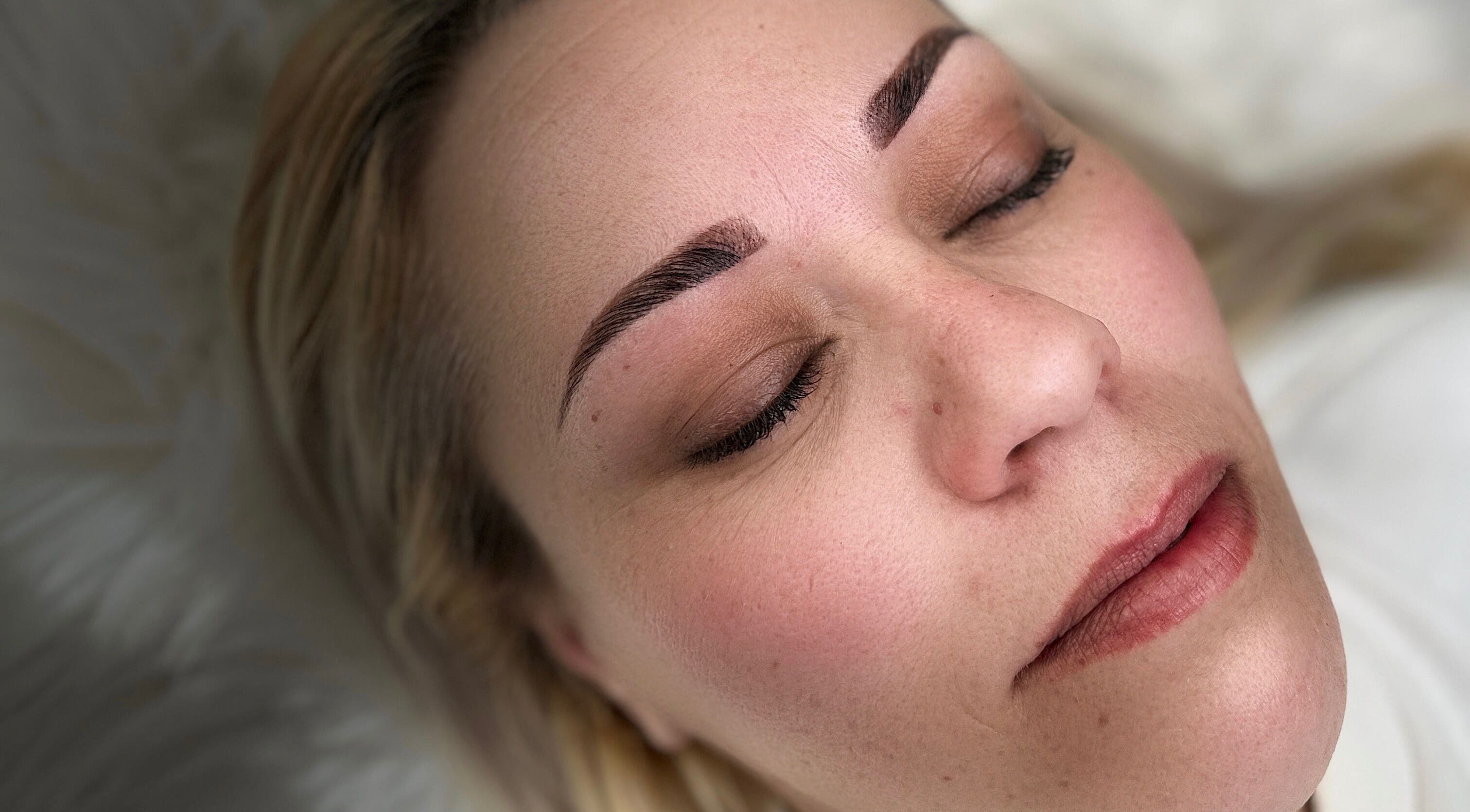 Woman with freshly styled eyebrows at Valley of the Dollz, Kawerau, Bay Of Plenty, NZ.