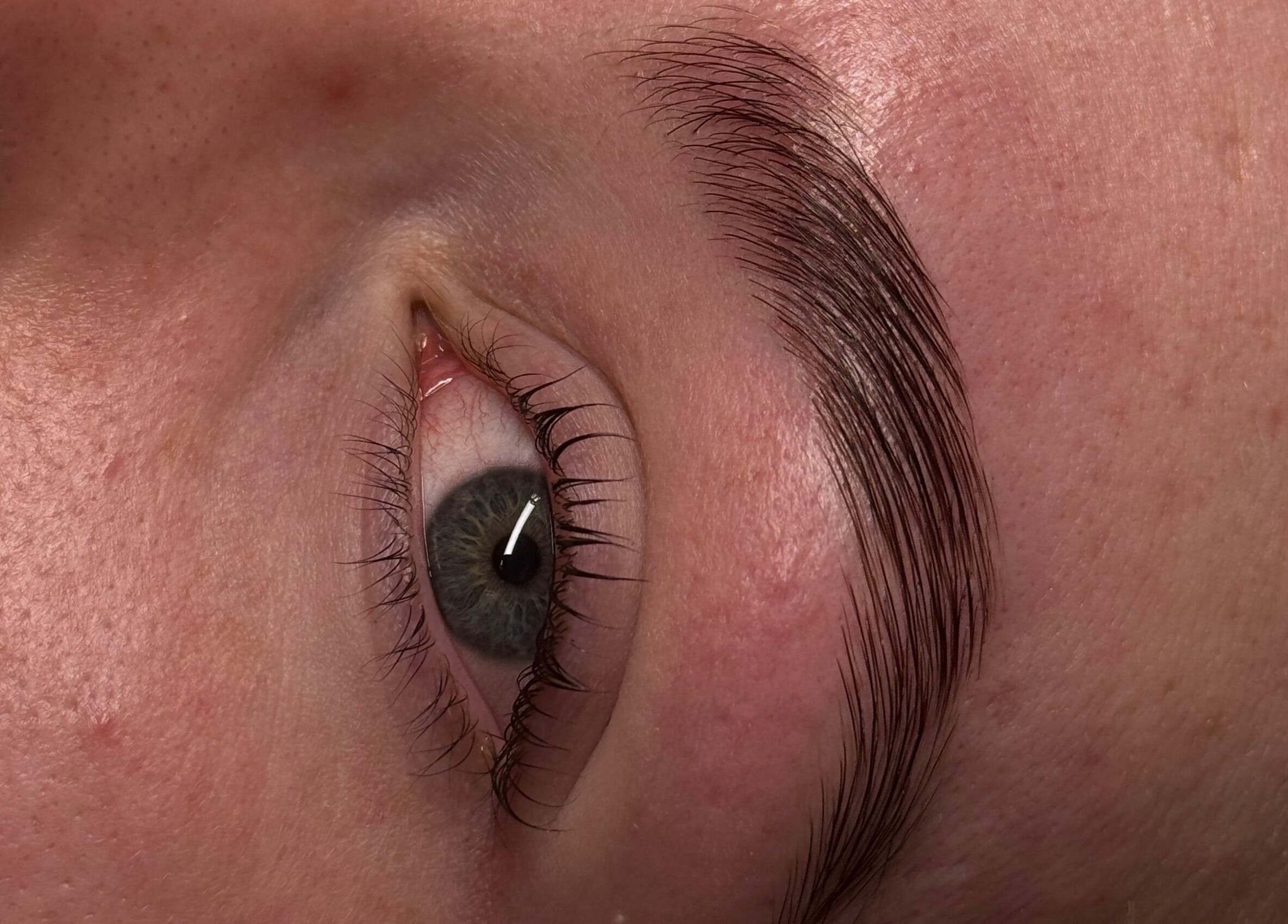 Close-up of perfectly shaped eyebrows at The Inspired Beauty, Christchurch, Canterbury Region, NZ.