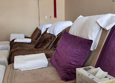 Relaxing massage chairs at Health Care Massage, Bozeman, Montana, US, offering a tranquil wellness experience.