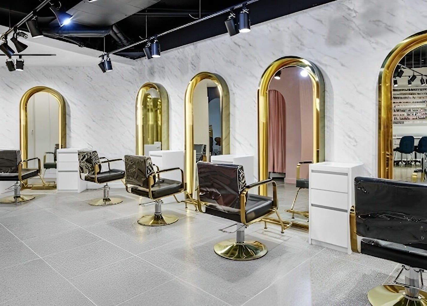Elegant styling chairs at Beauty Story Hair Salon, Sydney, New South Wales, AU, showcasing luxury design.