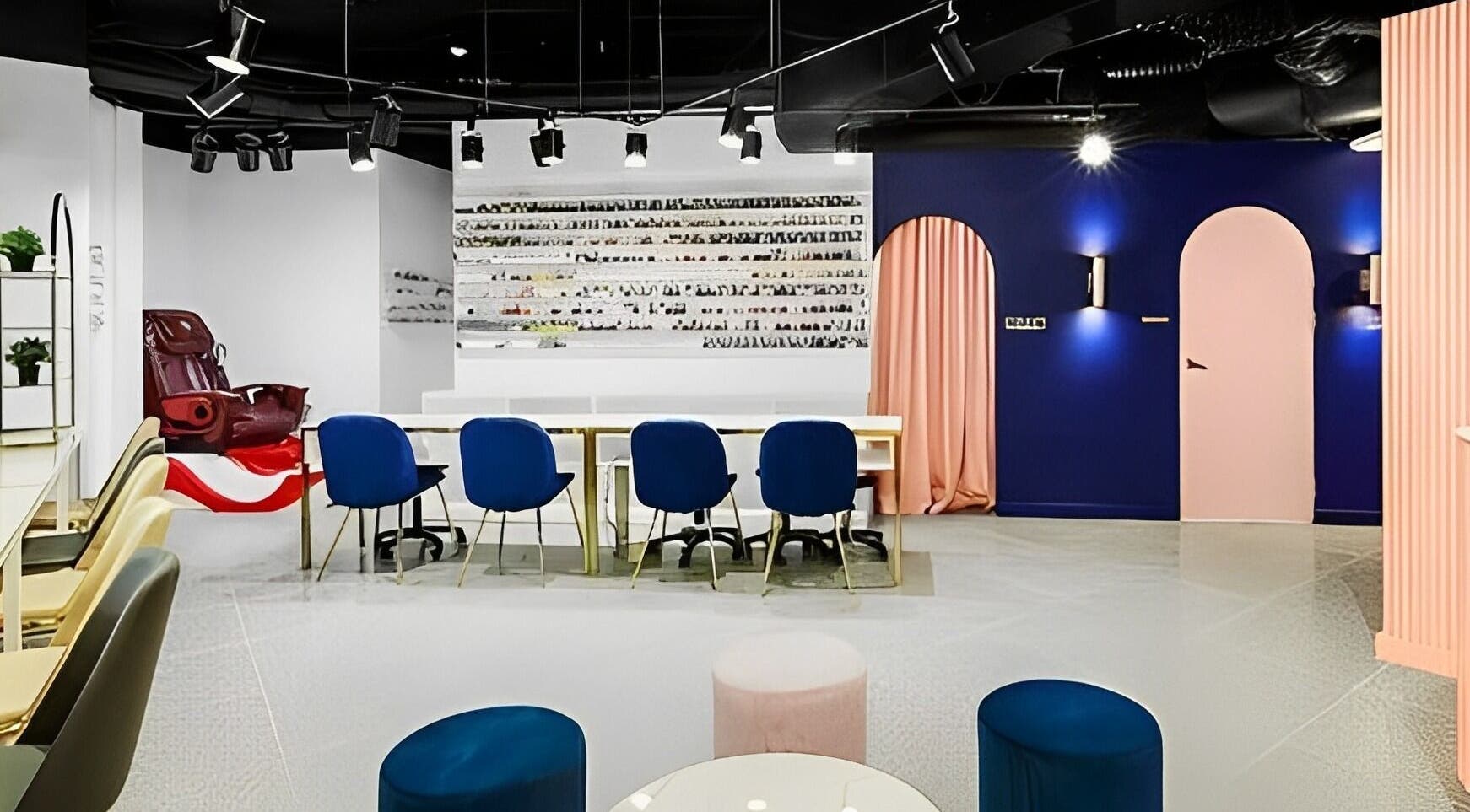 Sleek interior of Beauty Story Hair Salon, Sydney, with stylish seating and decor in New South Wales, AU.