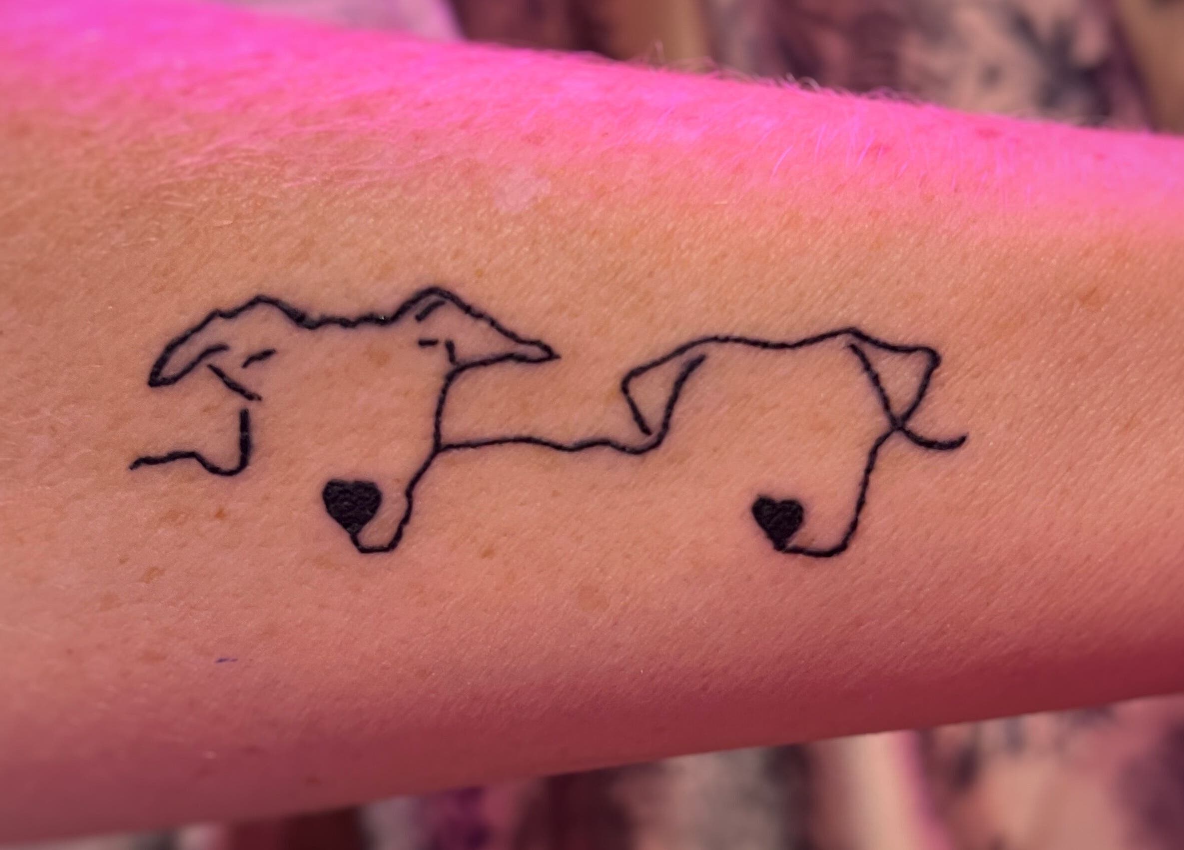 Minimalist dog line tattoo at Lada Beauty Studio, Cape Town, Western Cape, ZA.