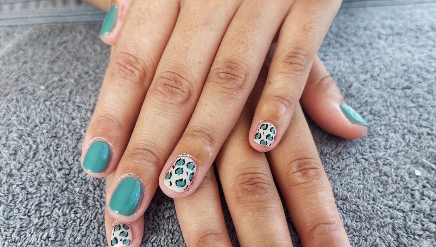 Chic leopard print nails at Nail Artistry by Chelsea Lee, Gqeberha, Eastern Cape, ZA.