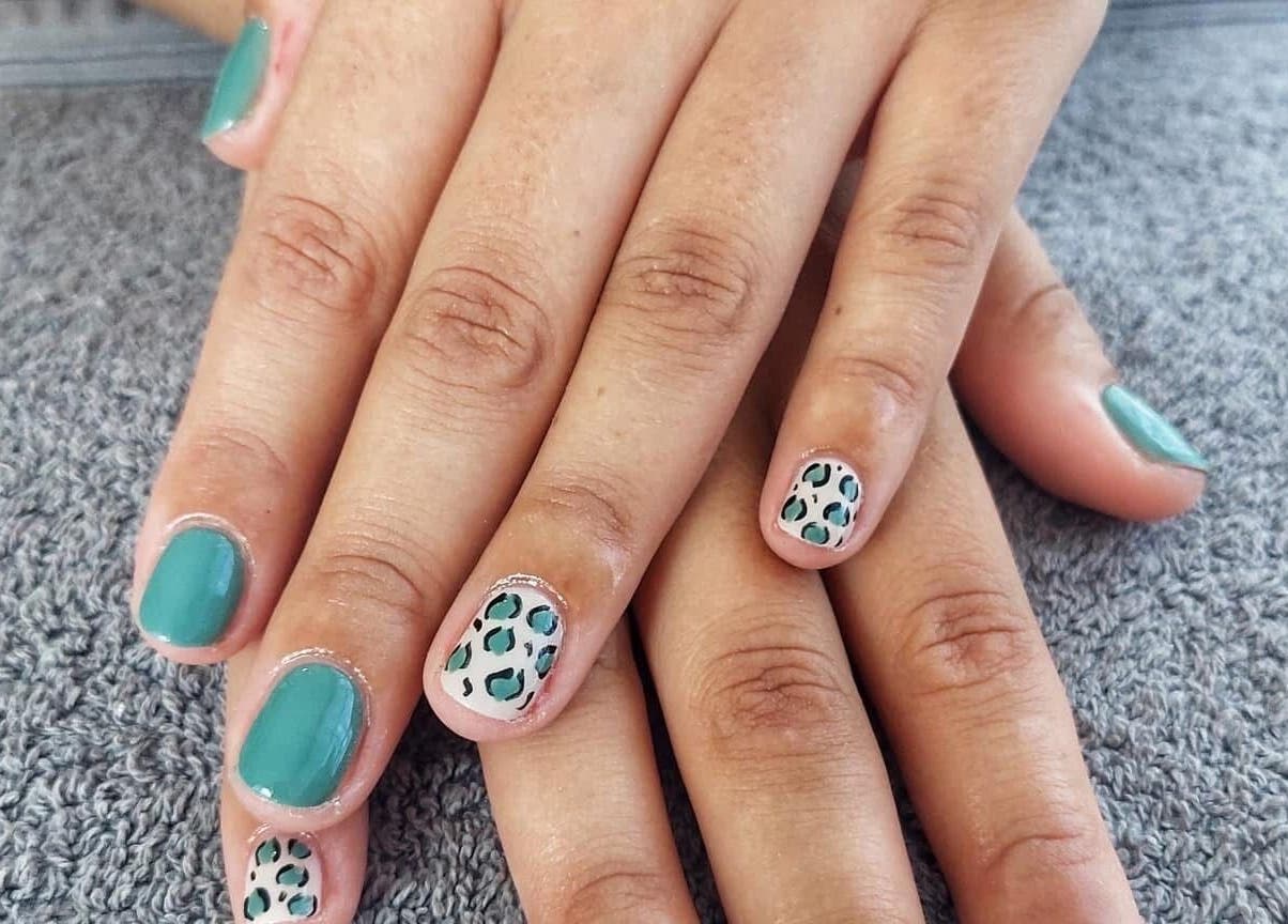 Chic leopard print nails at Nail Artistry by Chelsea Lee, Gqeberha, Eastern Cape, ZA.