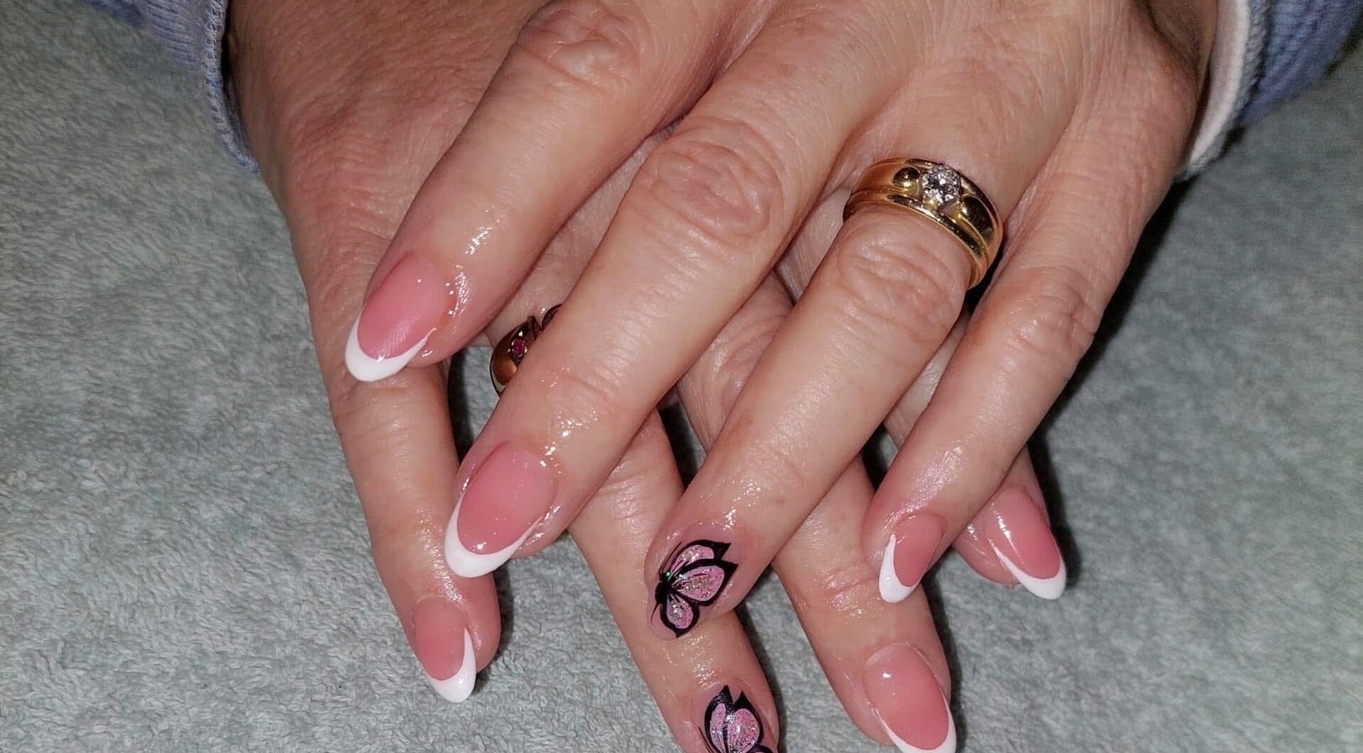 Stylish nail art with butterfly design at Nail Artistry by Chelsea, Gqeberha, Eastern Cape, ZA.