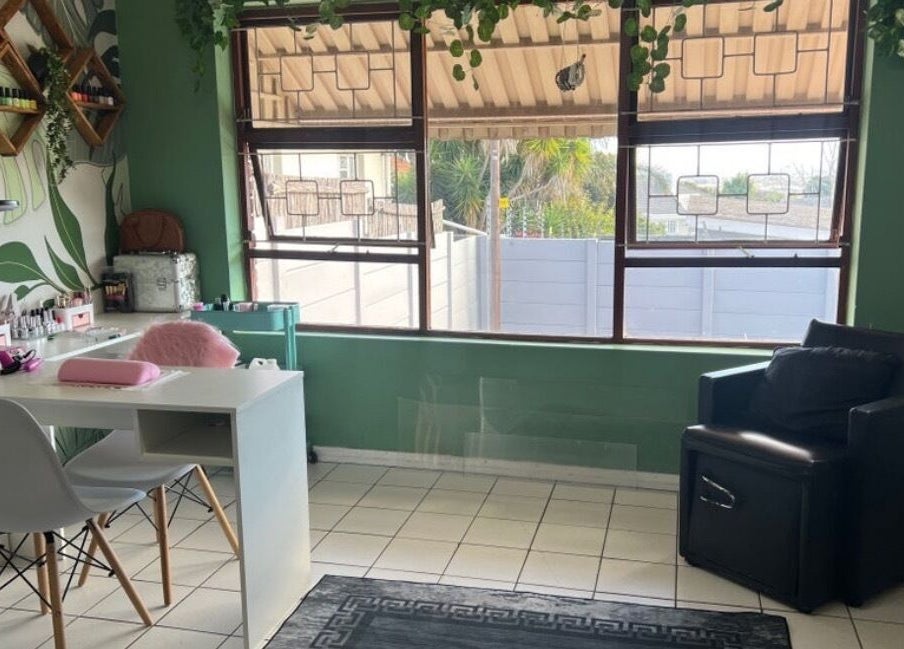 Modern nail salon setup at Nail Artistry by Chelsea, Gqeberha, Eastern Cape, ZA. Bright interiors with styled decor.
