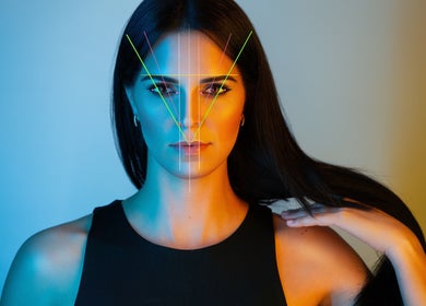 Highlighting symmetry, a model demonstrates precision at The Brow Studio By Simone Najjar, Port of Spain Corporation, TT.