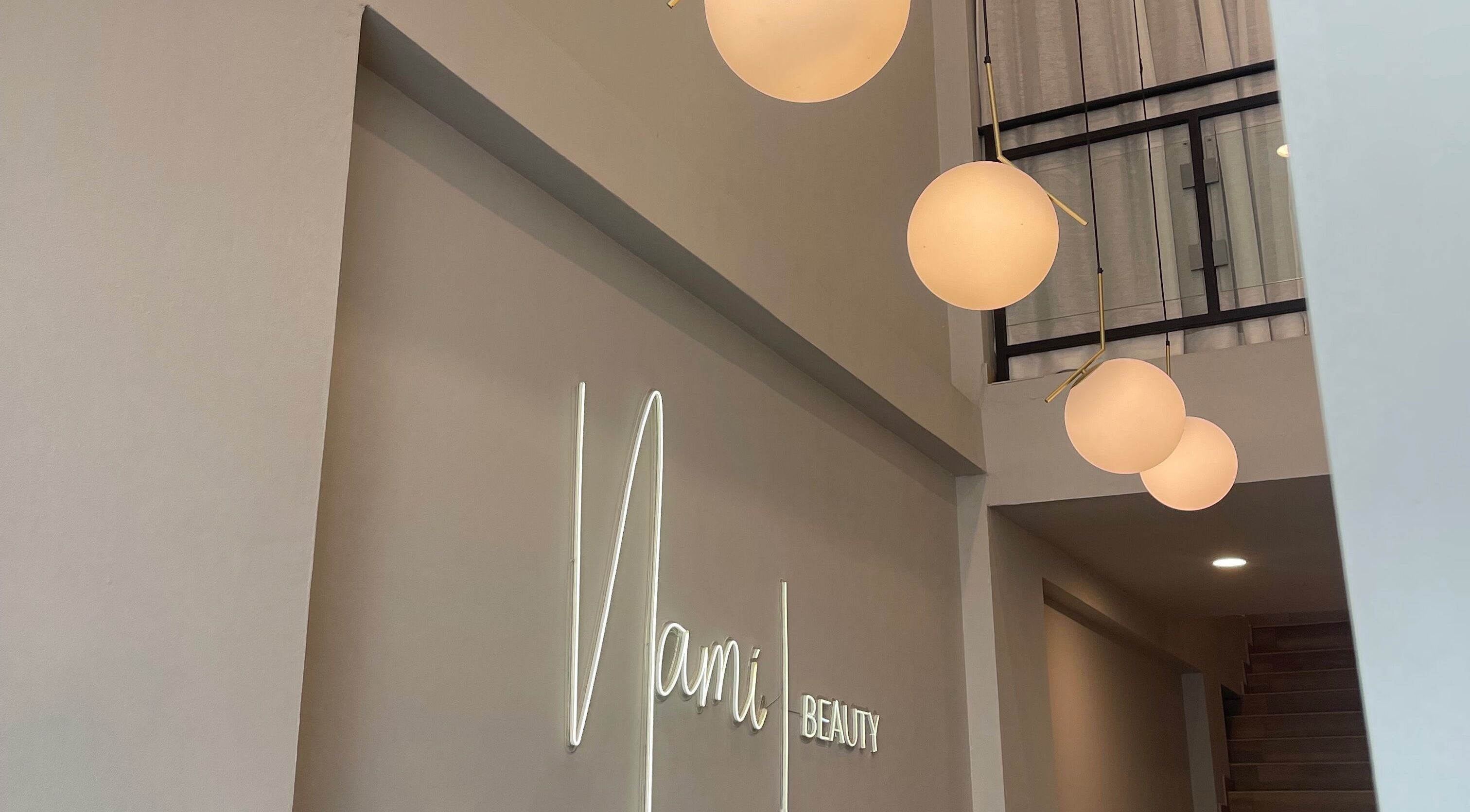 Elegant interior lighting at Nami Beauty, Labone in Accra, Greater Accra Region, GH.