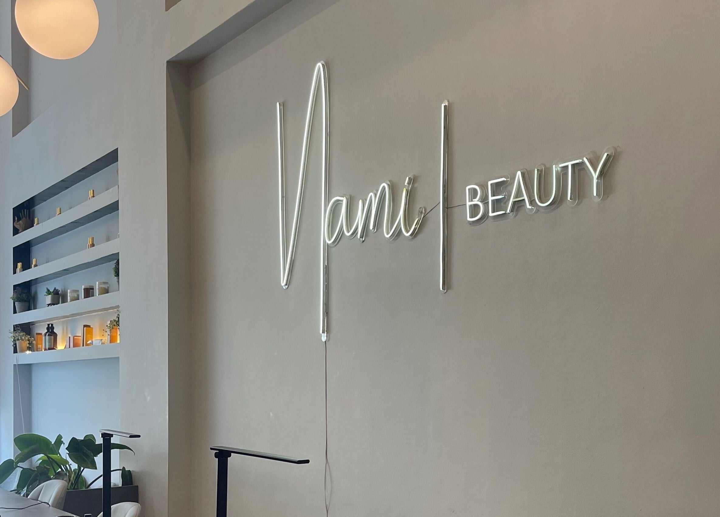 Chic interior of Nami Beauty, Labone with stylish lights and decor in Accra, Greater Accra Region, GH.