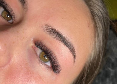 Close-up of styled eyelashes and brows at STUDIO24, Swords, County Dublin, IE.