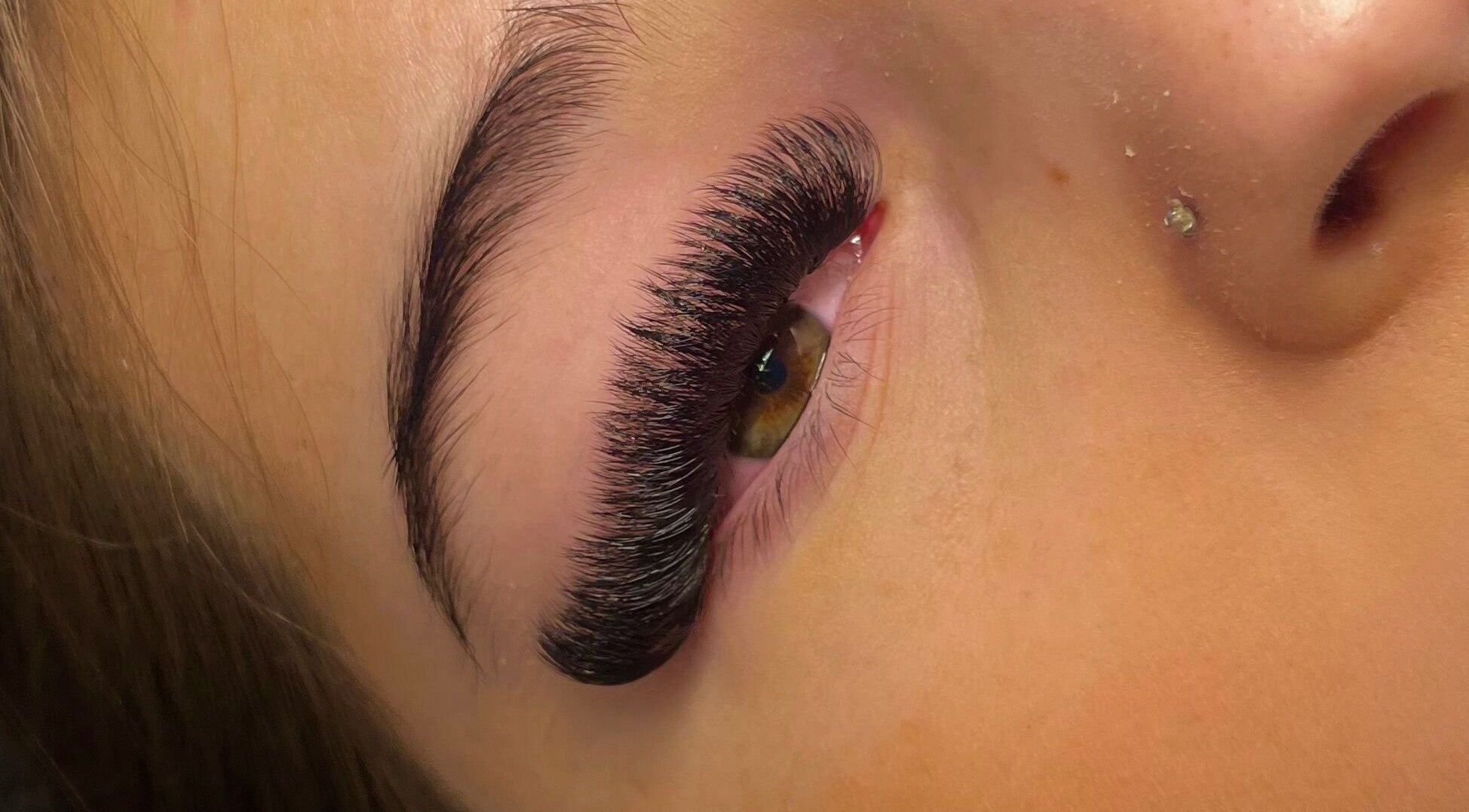 Close-up of expertly crafted eyelashes at STUDIO24, Swords, County Dublin, IE.