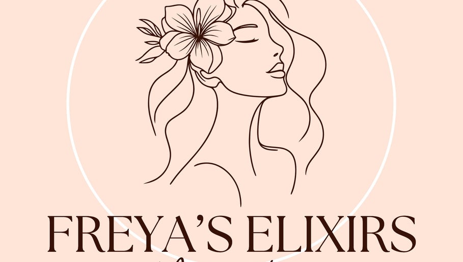 Σκίτσο γυναίκας με λουλούδι, λογότυπο Freya's Elixirs by Nagia Vernadaki, Γωνιά, GR.
