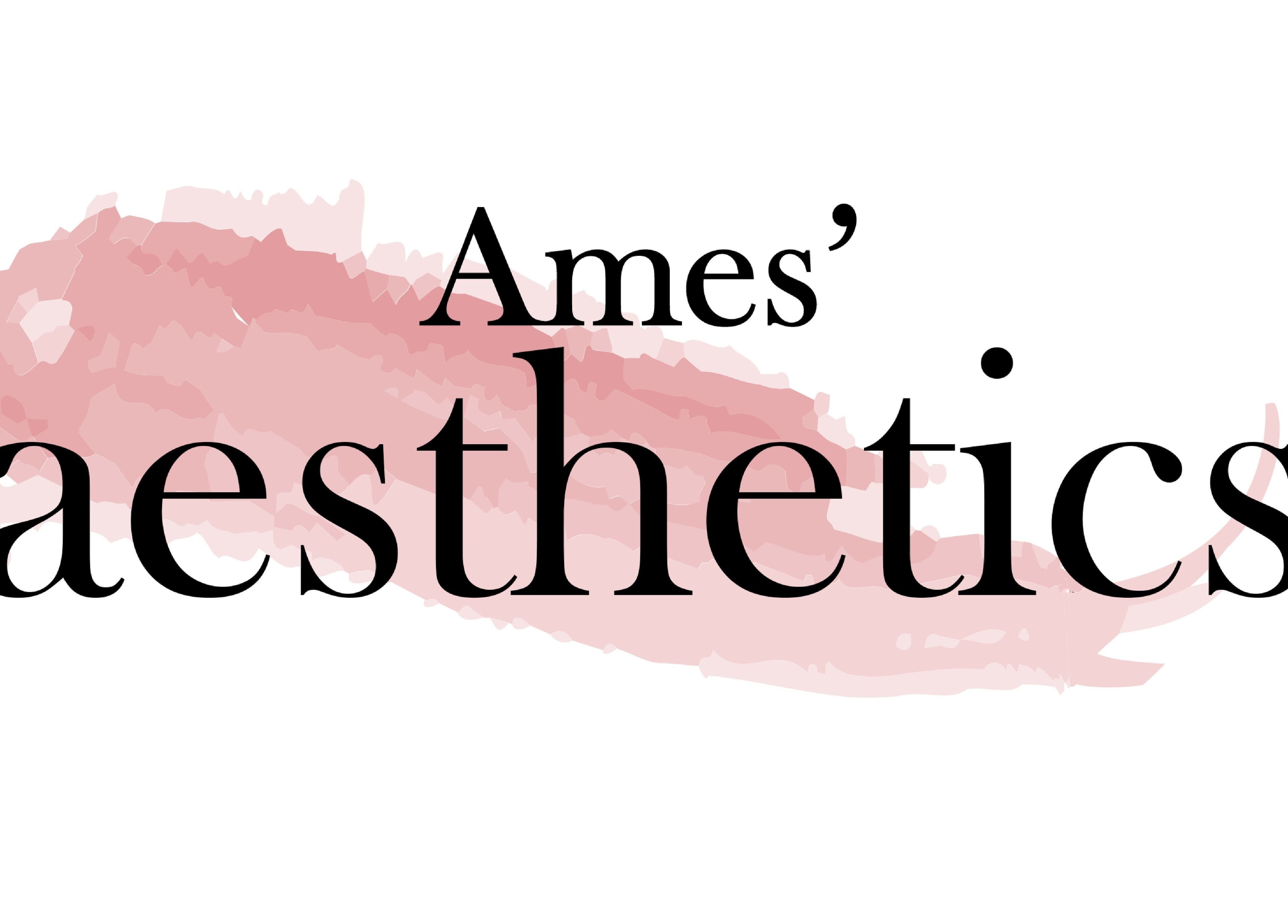 Logo van Ames' Aesthetics met roze achtergrond, Paramaribo, Paramaribo, SR.
