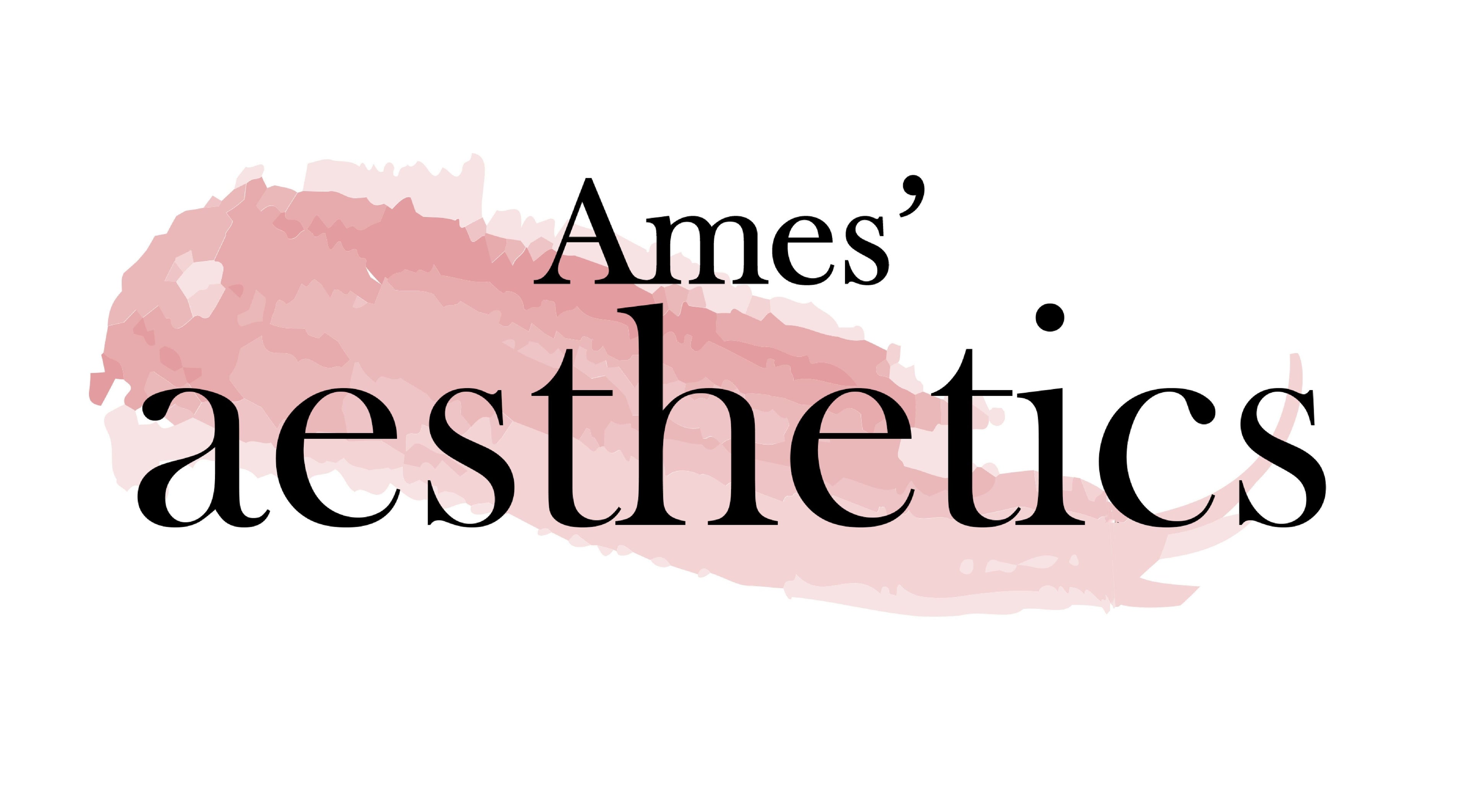 Logo van Ames' Aesthetics met roze achtergrond, Paramaribo, Paramaribo, SR.