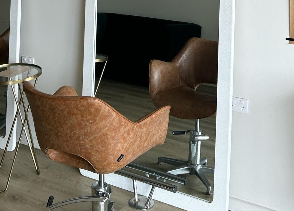 Elegant styling chair and mirror at Two by the Sea Salon, Christies Beach, South Australia, AU.