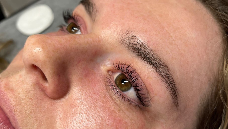 Close-up of lash lift at Banksia Beauty Studio, Melbourne, Victoria, AU highlighting skillful eyelash enhancement.