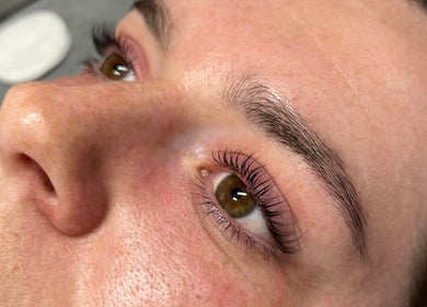 Close-up of lash lift at Banksia Beauty Studio, Melbourne, Victoria, AU highlighting skillful eyelash enhancement.