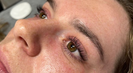 Close-up of lash lift at Banksia Beauty Studio, Melbourne, Victoria, AU highlighting skillful eyelash enhancement.