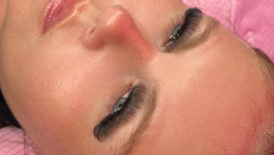 Close-up of eyelash extensions at Lyricstudiox, Saint Lucia, Queensland, AU, showcasing precision and care.