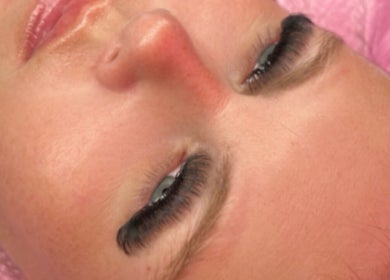 Close-up of eyelash extensions at Lyricstudiox, Saint Lucia, Queensland, AU, showcasing precision and care.