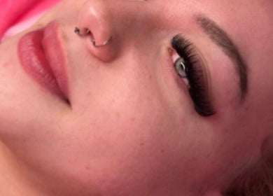 Close-up of eyelash extensions at Lyricstudiox, Saint Lucia, Queensland, AU.