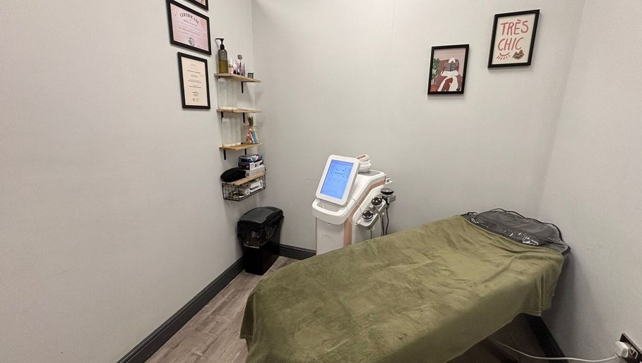 Elegant treatment room at The Skin and Sculpt Studio in Ashton-under-lyne, England, GB.