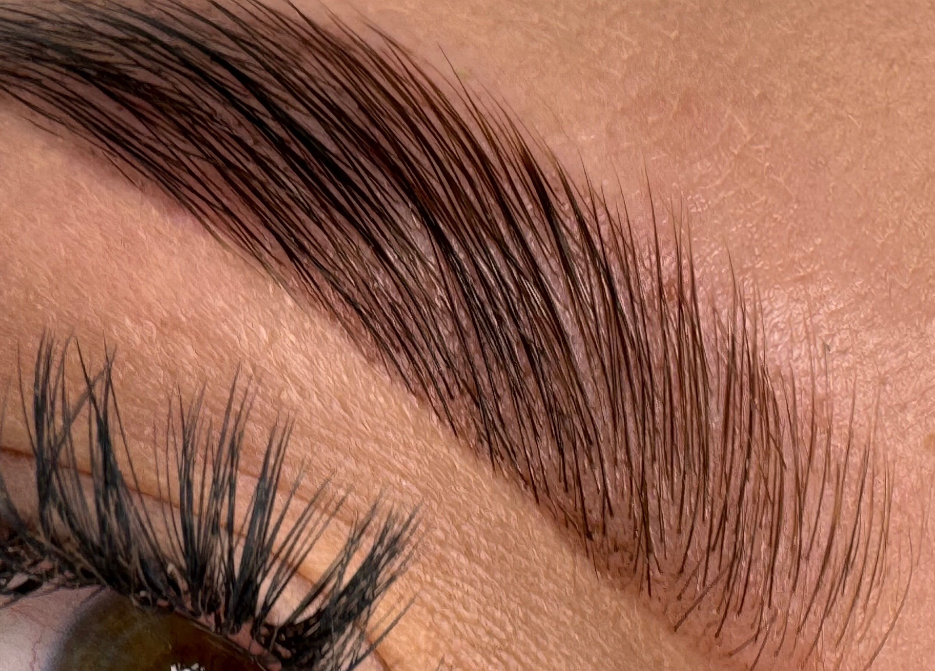 Close-up of expertly shaped brows at Ola’s Studio26, Cheltenham, England, GB.