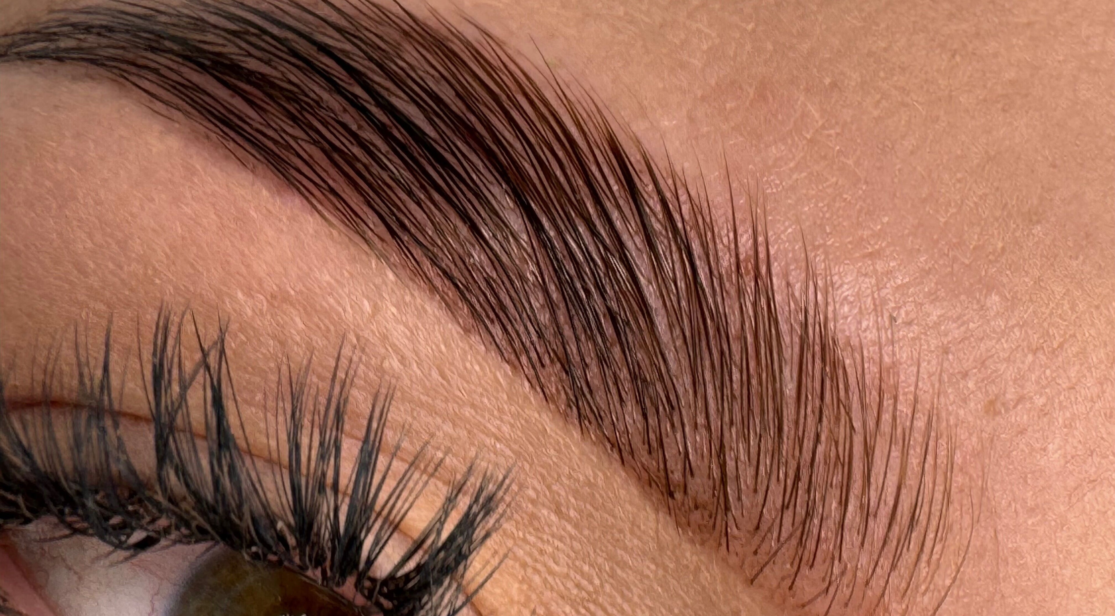 Close-up of expertly shaped brows at Ola’s Studio26, Cheltenham, England, GB.