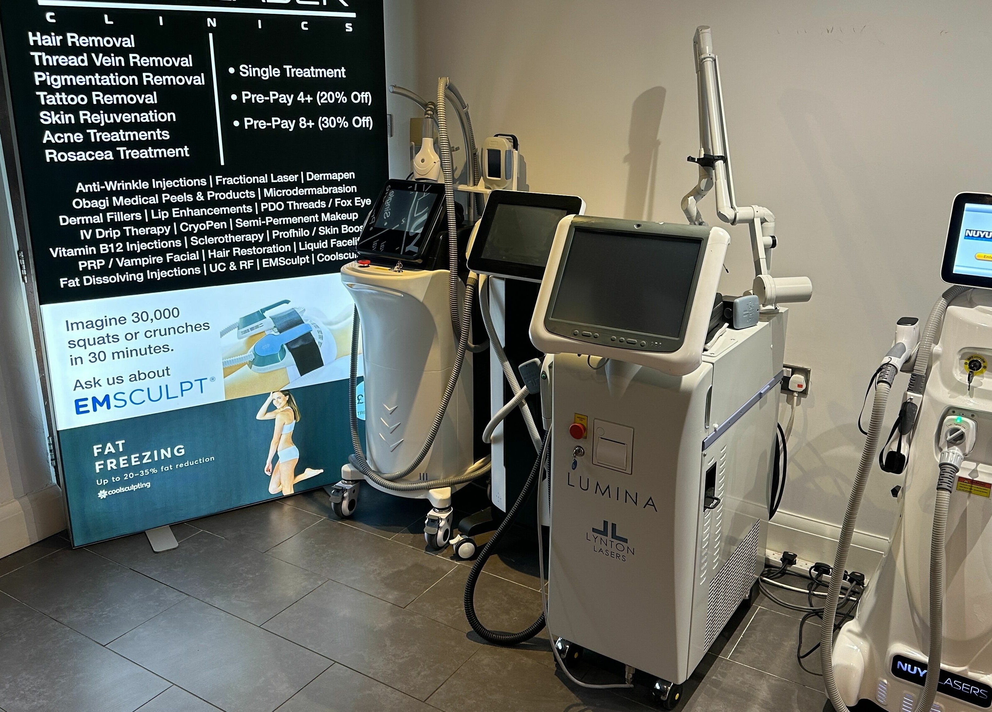 Advanced laser equipment at NUYU Laser & Aesthetics Clinics, Lichfield, England, GB.