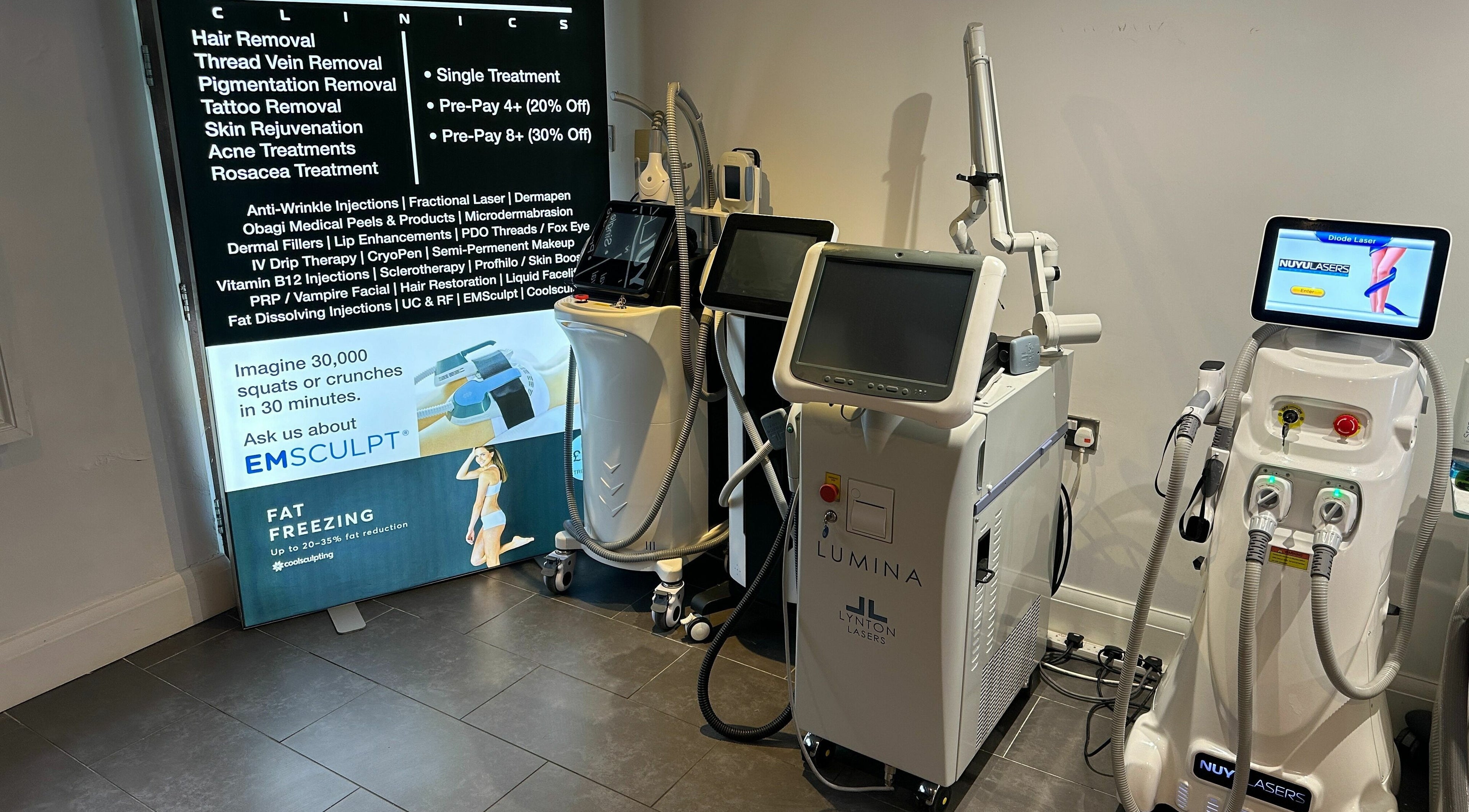 Advanced laser equipment at NUYU Laser & Aesthetics Clinics, Lichfield, England, GB.
