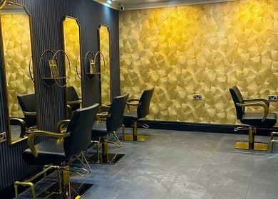 Luxurious styling chairs and elegant decor at Nuyu Hair & Beauty Salon, Lichfield, England, GB.