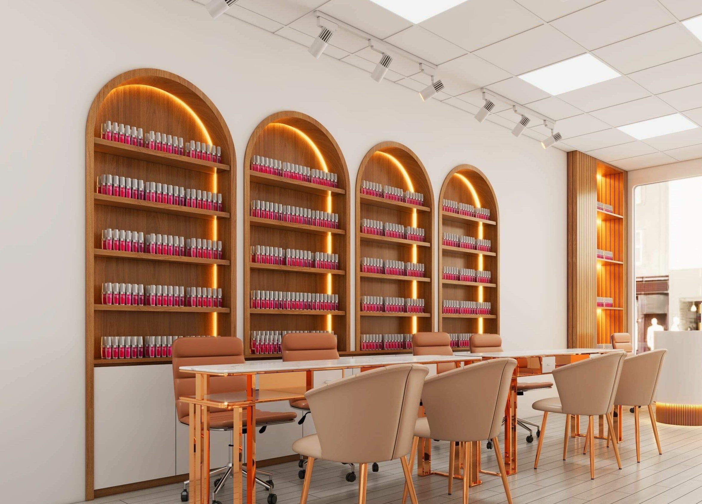 NAILSCAPE Ealing showcases elegant nail salon with cozy seating in London, England, GB.