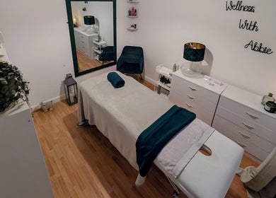 Relaxing treatment room at Abbie Bellchambers Hair Salon in Shepshed, England, GB, featuring cozy decor.