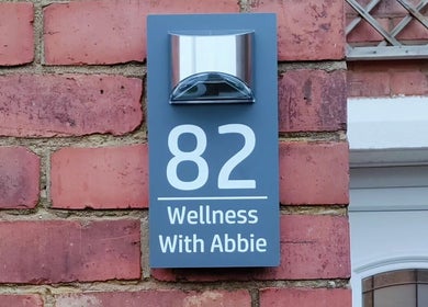 Exterior sign of Abbie Bellchambers Hair Salon at 82, Shepshed, England, GB.