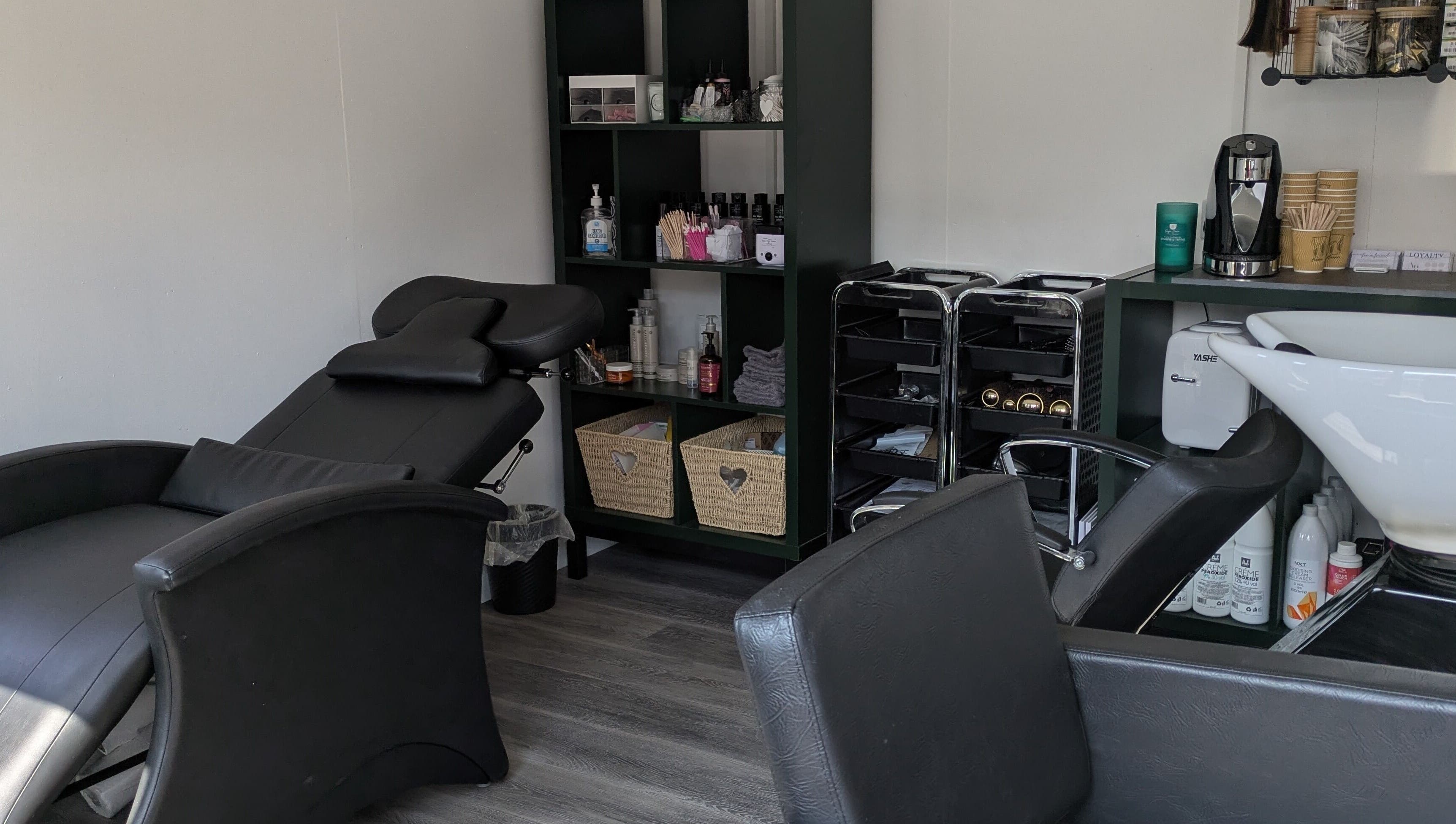 Cozy interior of Abbie Bellchambers Hair Salon in Shepshed, England, GB, featuring professional salon equipment.